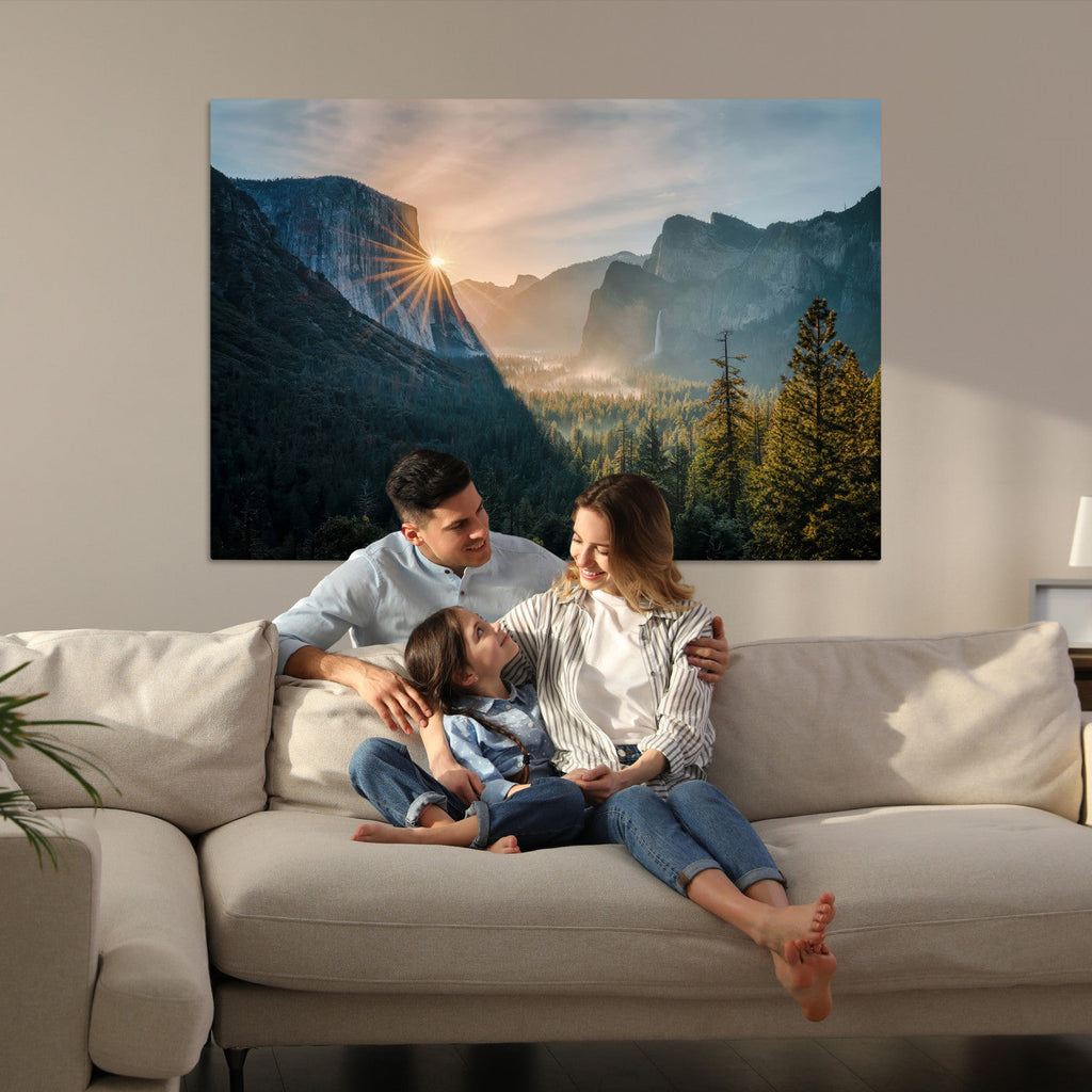 Yosemite Valley Wall Art Canvas Print, Framed Mountain Landscape National Park Art