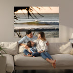Sunset Surf Wall Art Canvas Print, Framed Golden Hour Waves Boho Beach Art