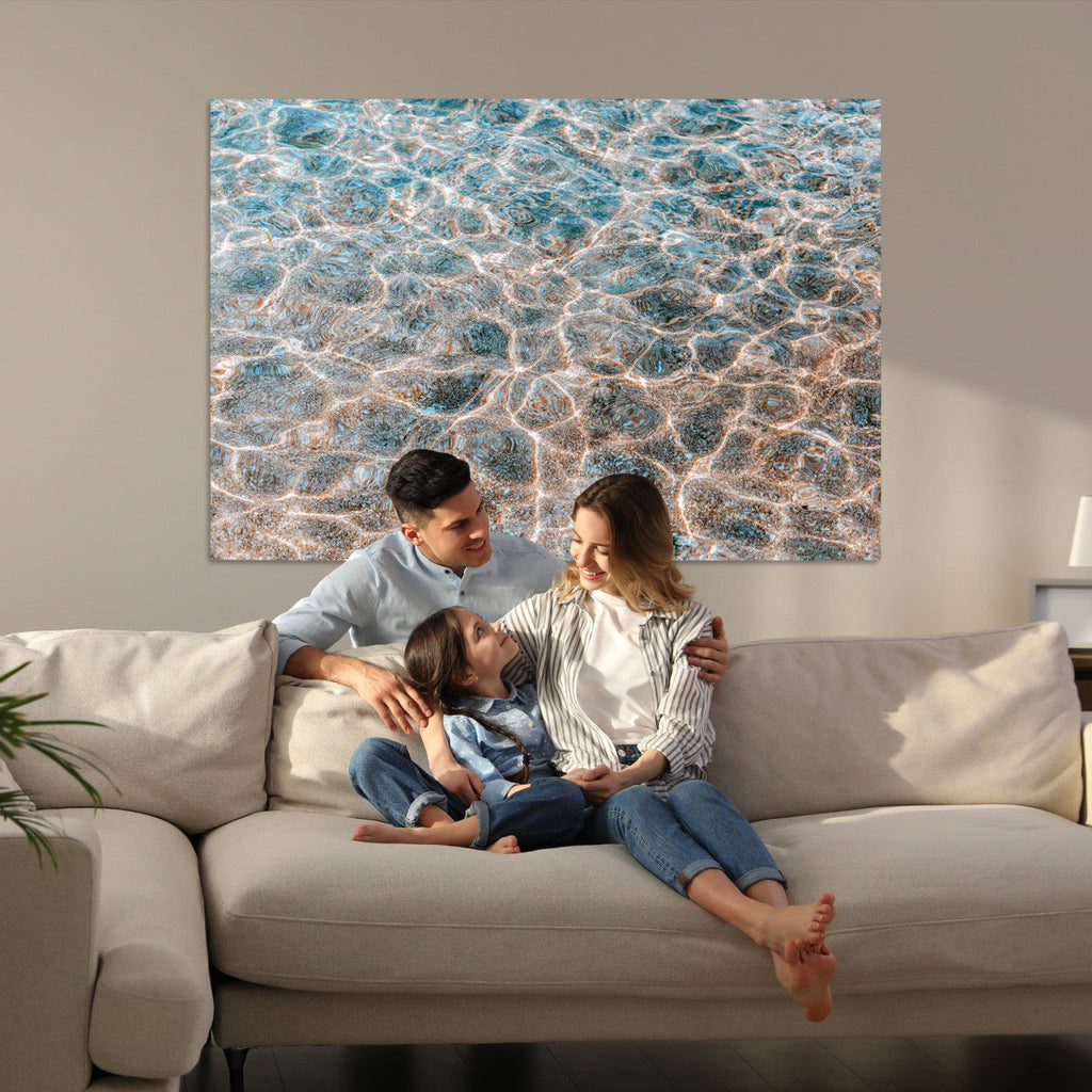 Clear Water Wall Art Canvas Print | Framed Sunlit Ocean Ripples