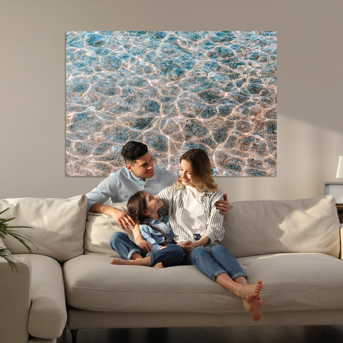 Clear Water Wall Art Canvas Print | Framed Sunlit Ocean Ripples