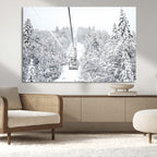 Snowy Ski Lift Wall Art | Framed Winter Mountain Canvas
