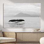 Whale Tail Wall Art | Framed Black White Ocean Canvas