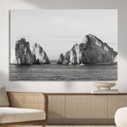 Coastal Wall Art | Framed Black White Ocean Canvas Artwork