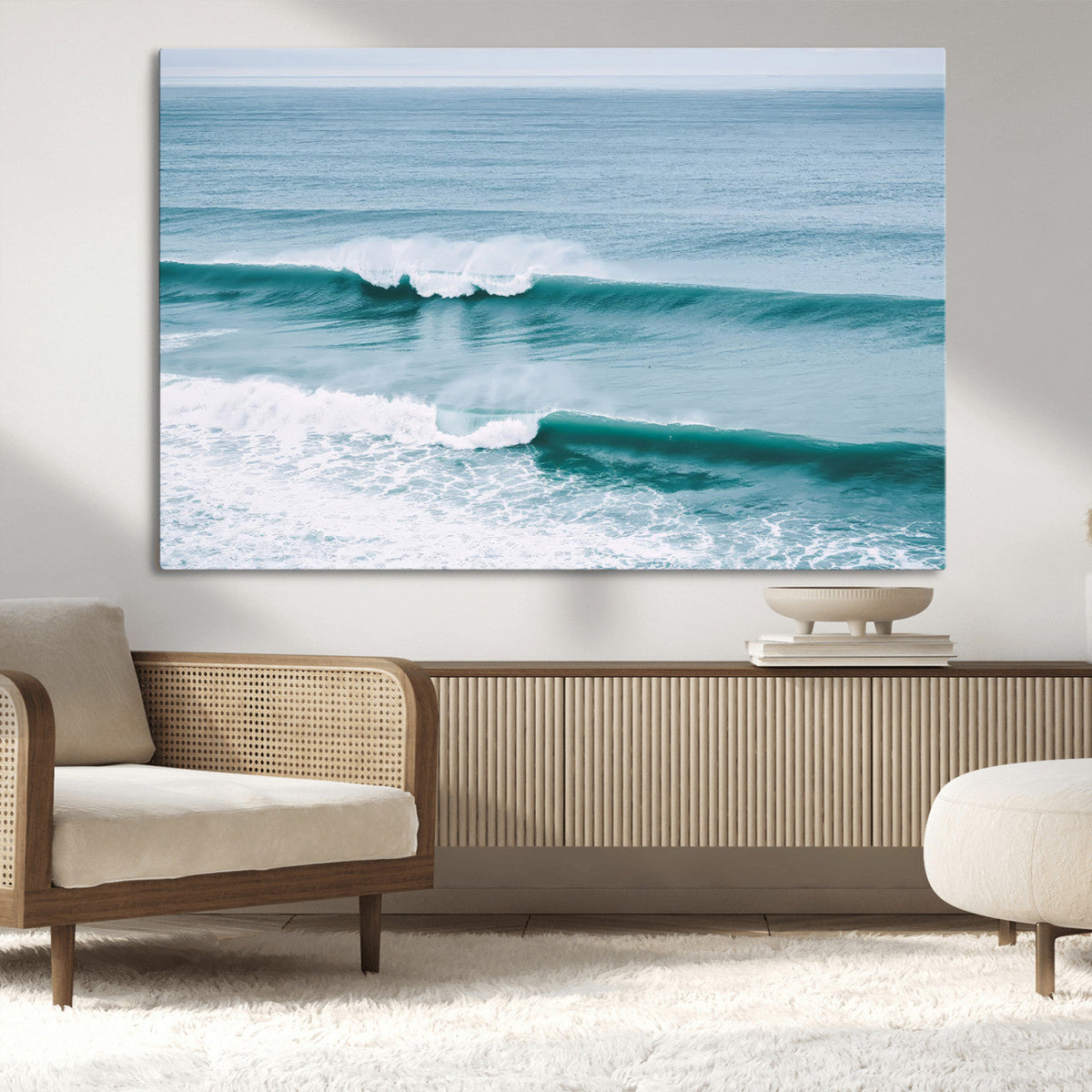 Ocean Swell Wall Art Canvas Print, Framed Surf Waves and Blue Water Scene