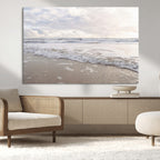 Ocean Waves Wall Art Canvas Print, Framed Coastal Shoreline Sea Foam Artwork