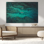 Ocean Surf Wall Art Canvas Print, Framed Vibrant Blue Waters Seascape Artwork