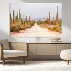 Desert Cactus Wall Art Canvas Print, Framed Southwestern Art, Bohemian Western Decor