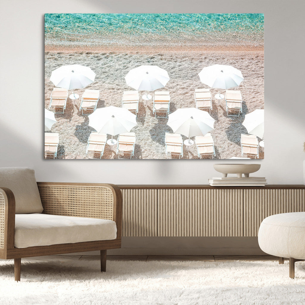 Calm Beach Wall Art | Framed Turquoise Water Canvas Artwork