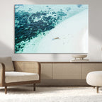 Minimal Beach Wall Art Canvas Print, Framed Ocean Swimming Art, Clear Ocean Decor
