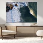 Ocean Wave Wall Art | Aerial Coastal View Canvas Artwork