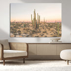 Desert Cactus Wall Art Canvas Print, Framed Baja Desert Art, Pastel Southwestern Decor