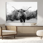 Longhorn Photography Wall Art Canvas Print, Framed Western Cow Texas Ranch Decor