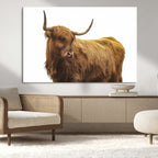 Highland Cow Wall Art Canvas Print, Framed Rustic Farmhouse Animal Portrait