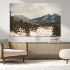 Mountain Landscape Wall Art Canvas Print, Framed Snowy Peaks Alpine Winter