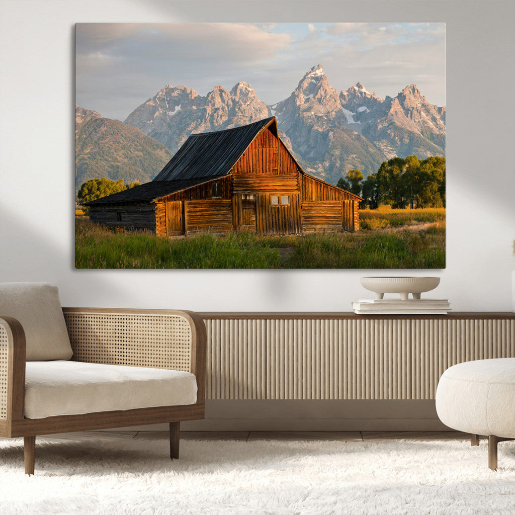 Rustic Barn Wall Art Canvas Print, Framed Western Landscape Art, Farmhouse Style Decor