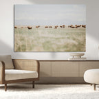Bison Herd Wall Art Canvas Print, Framed Western Ranch Nature Scene