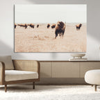 Bison Herd Wall Art Canvas Print, Framed Western Prairie Serenity