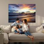 Beach Sunset Wall Art Canvas Print, Tropical Ocean Waves