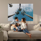 Tropical Palm Trees Wall Art Canvas Print, Framed California Sky Minimalist Nature