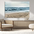Ocean Wall Art Canvas Print, Framed Moody Seascape with Waves and Horizon