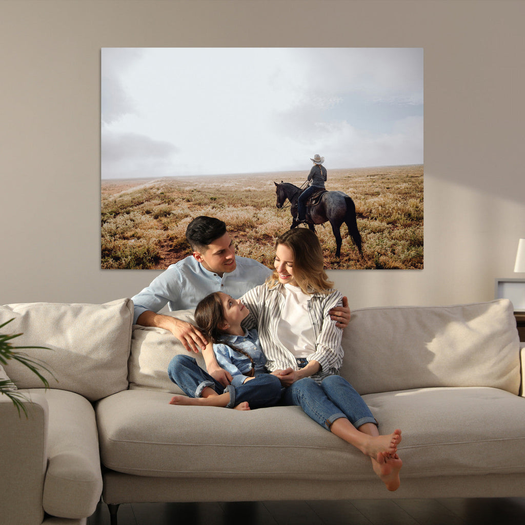Cowboy Wall Art Canvas Print, Framed Western Rustic Ranch Scene