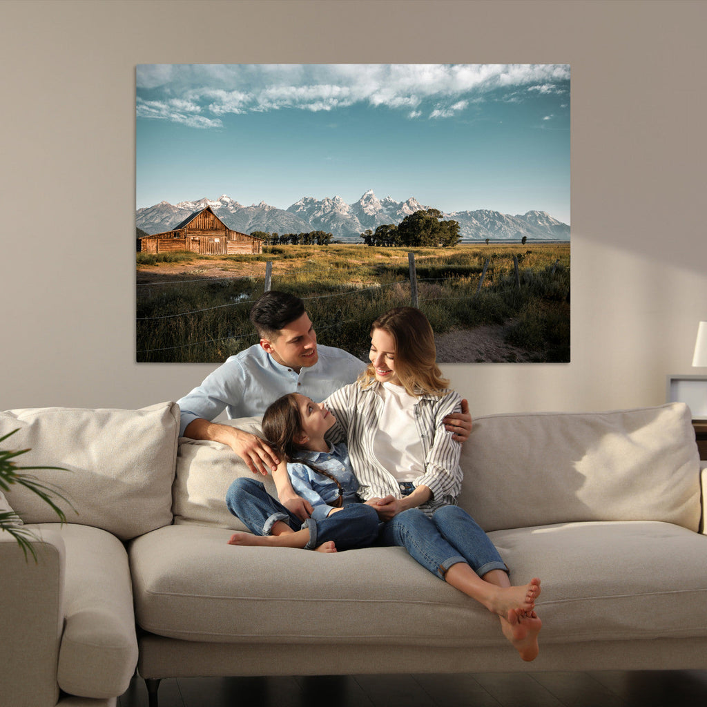 Rustic Farmhouse Wall Art Canvas Print, Teton Range Mormon Row Barn