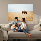 Buffalo Wall Art Canvas Print, Framed Western Wildlife Rustic Prairie Scene