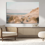 Beach Landscape Wall Art Canvas Print, Framed Sand Dune Photography, Minimalist Seascape Coastal Decor