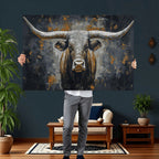 Rustic Bull Wall Art Canvas Print, Longhorn Wall Decor