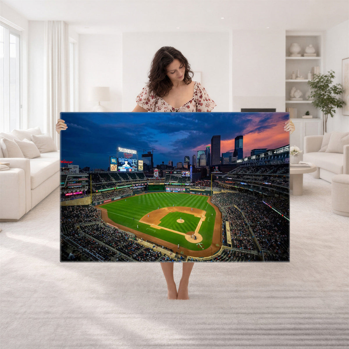 Target Field Wall Art Canvas Print, Baseball Stadium Scene