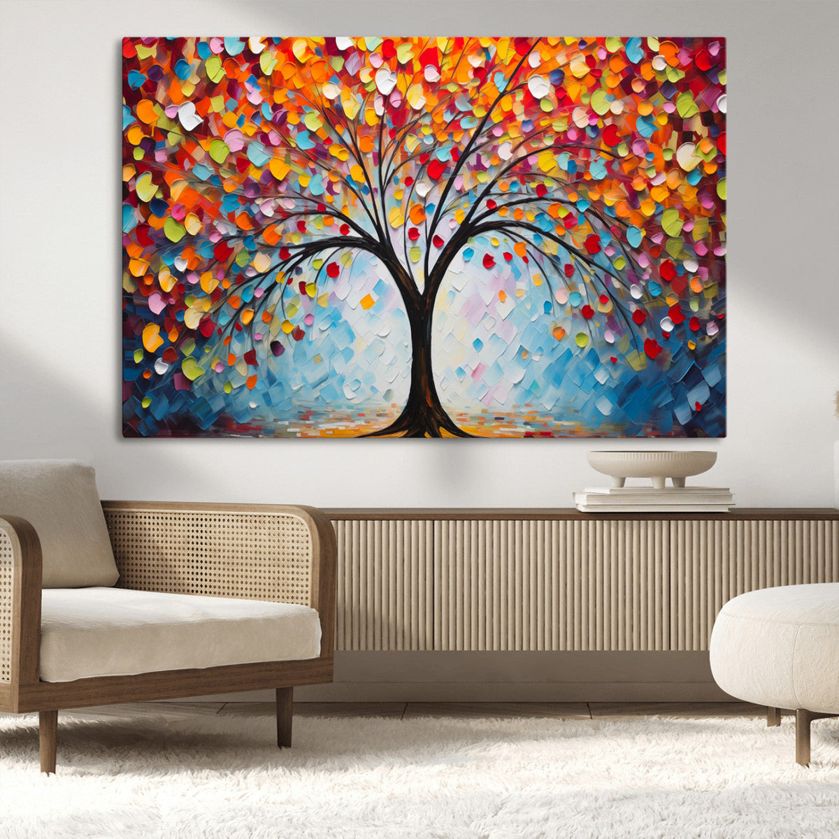 Vibrant Tree of Life Canvas Wall Art | Colorful Abstract Nature