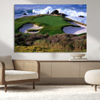 California Pebble Beach Golf Links Wall Art Canvas Print, Iconic Monterey Coastal Golf Course