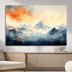 Warm Clouds Abstract Mountain Wall Art, Modern Landscape Canvas Print