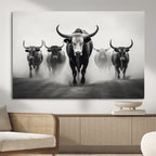 Texas Longhorn Wall Art Canvas Print, Framed Speckled Cow