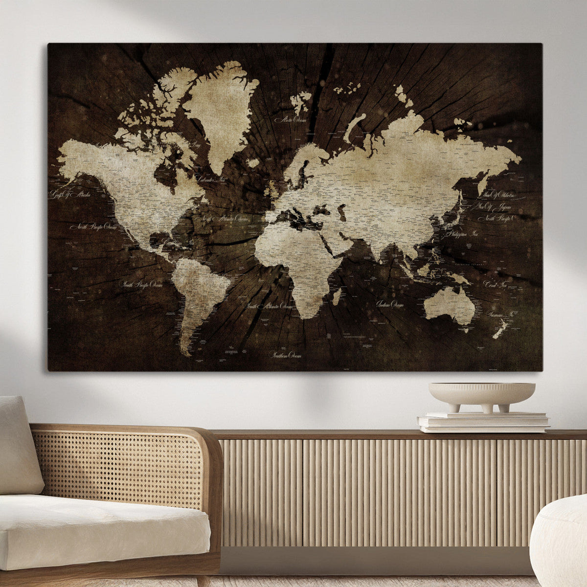 World Map Wall Art Canvas Print | Framed Travel Map Wall Art