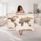 Custom Push Pin World Map Wall Art Canvas Print | Personalized Travel Tracker