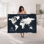 Custom World Map Wall Art Canvas Print | Personalized Push Pin Travel Tracker