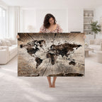 Personalized Push Pin World Map Wall Art Canvas Print, Customizable Framed Travel Map - NEWMAP-085
