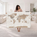 Framed Large World Map Canvas Print for Office Decor