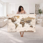 Modern World Map Canvas Print | Framed Travel Map Wall Art