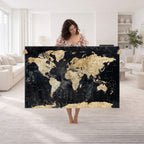 Framed Large World Map Wall Art Canvas Print for Living Room