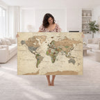 Framed World Map Wall Art for Home and Office Decor