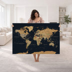 Vintage World Map Earth Globe Countries Oceans Continents