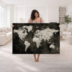Vintage World Map Wall Art Canvas Print | Framed Large Map Wall Art