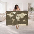 Vintage World Map Canvas Print | Framed Travel Map Wall Art for Couples