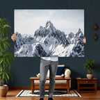 Snowy Mountain Range Canvas Print, Alpine Peaks Landscape Wall Art
