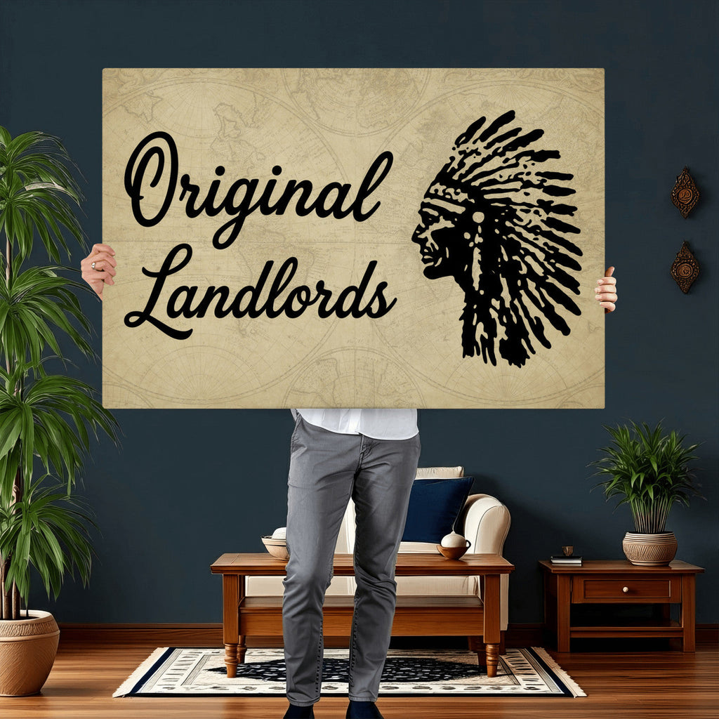 Original Landlords Wall Art Canvas Print, Native American Silhouette Artwork