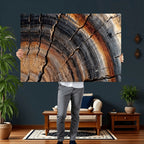 Abstract Tree Ring Wall Art Print, Natural Rustic Wood Grain Canvas