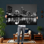 Austin Skyline Wall Art Canvas Print, Austin Downtown Night Cityscape
