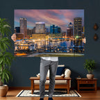 Baltimore Skyline Wall Art Canvas Print, Baltimore Downtown Night Cityscape